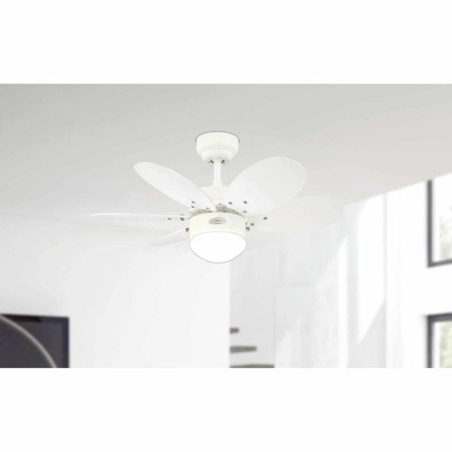 WESTINGHOUSE 78673 Turbo II 76 cm/30-inch Reversible Six-Blade Indoor Ceiling Fan, Two Sets of Blades